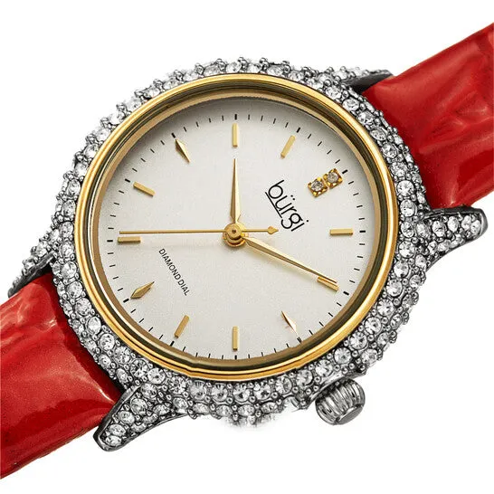 JMS always Watches Original Burgi Quartz Diamond White Dial Ladies Watch BUR249RD
