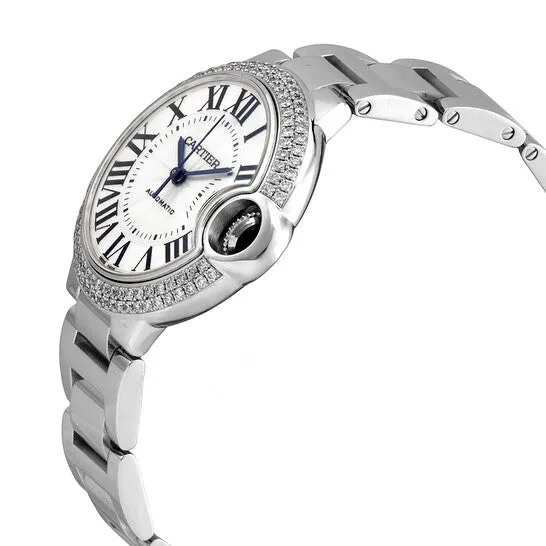 JMS always Watches Original Cartier Ballon Bleu Silver Dial 18kt White Gold Diamond Ladies Watch WE902035