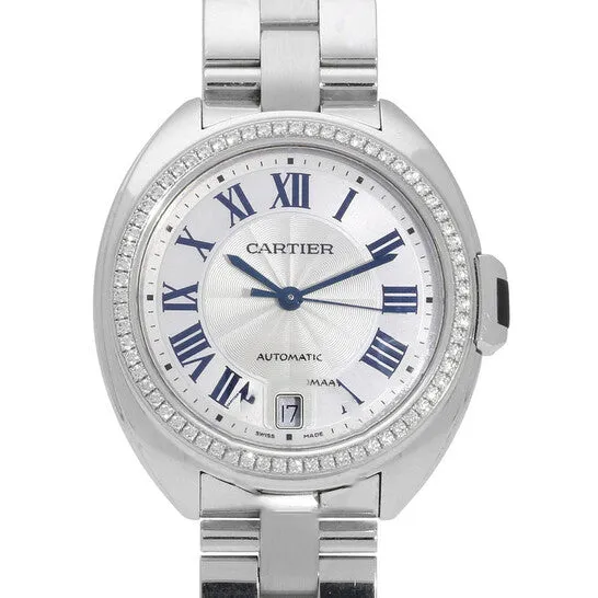 JMS always Watches Original Cartier Cle Flinque 18kt White Gold Sunray Effect Dial Ladies Watch WJCL0007