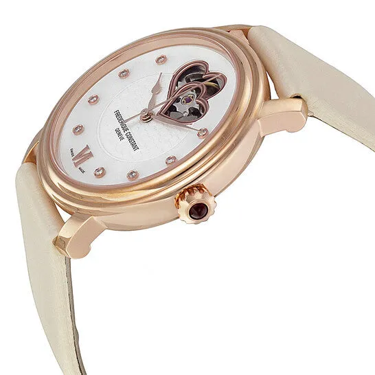 JMS always Watches Original Frederique Constant World Heart Federation Automatic White Dial White Leather Ladies Watch FC310DHB3P4