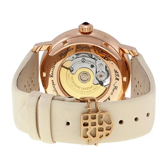 JMS always Watches Original Frederique Constant World Heart Federation Automatic White Dial White Leather Ladies Watch FC310DHB3P4