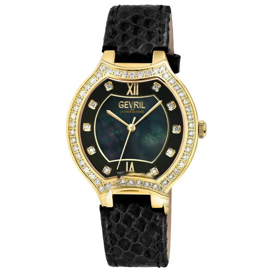 JMS always Watches Original Gevril Lugano Diamond Mother of Pearl Dial Ladies Watch 11227