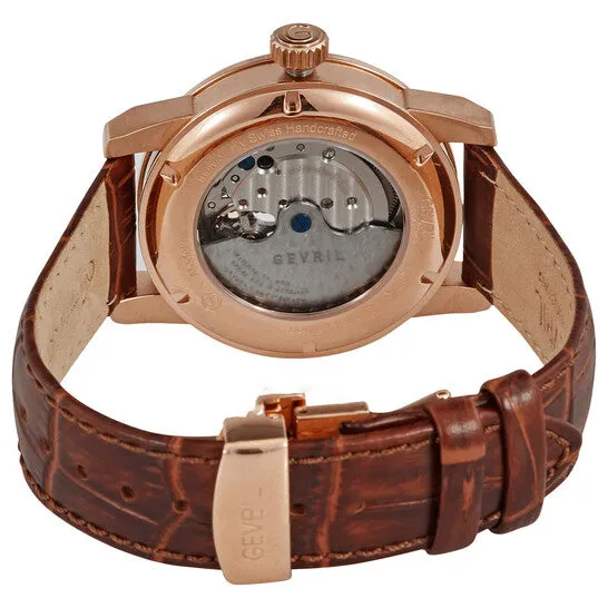 JMS always Watches Original Gevril Madison Automatic Silver Dial Brown Leather Mens Watch 2587