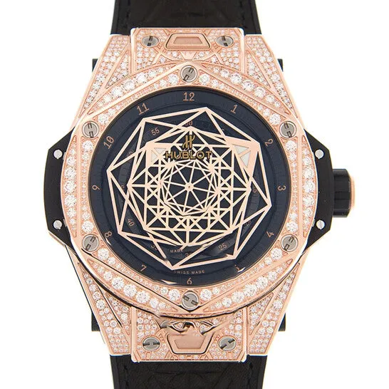 JMS always Watches Original Hublot Big Bang Sang Bleu Automatic Diamond Black Dial Watch 415OX1118VR1704MXM17