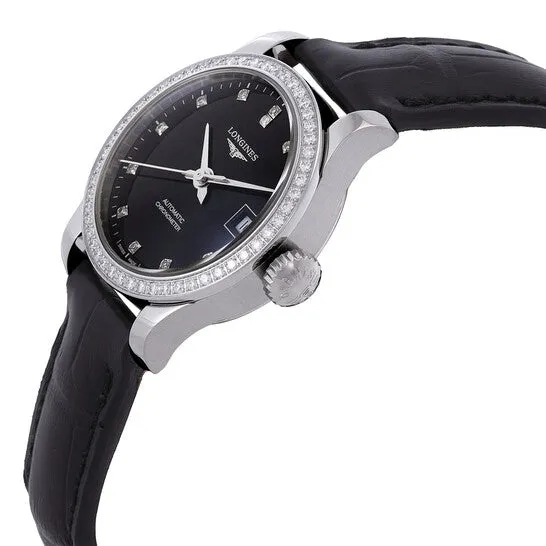 JMS always Watches Original Longines Record Automatic Diamond Black Dial Ladies Watch L23200572