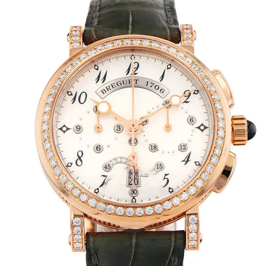 JMS always Watches Original Preowned Breguet Marine Chronograph Chronograph Diamond White Dial Ladies Watch 8828BR5D586DD00