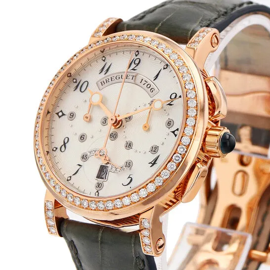JMS always Watches Original Preowned Breguet Marine Chronograph Chronograph Diamond White Dial Ladies Watch 8828BR5D586DD00