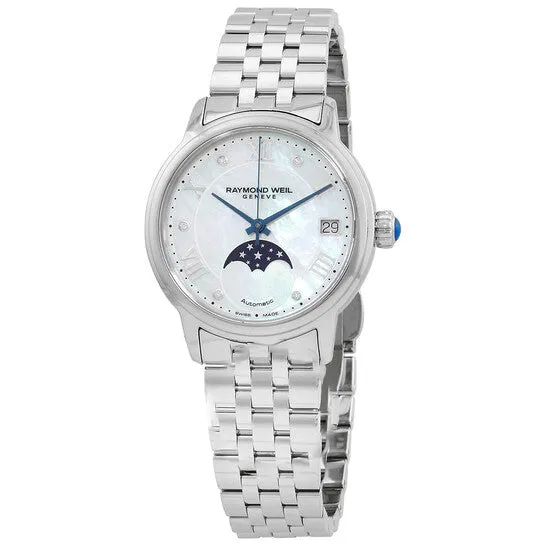 JMS always Watches Original Raymond Weil Maestro Automatic Diamond White Mother of Pearl Dial Ladies Watch 2139ST00965
