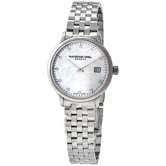 JMS always Watches Original Raymond Weil Toccata Quartz Diamond White Mother of Pearl Dial Ladies Watch 5985ST97081