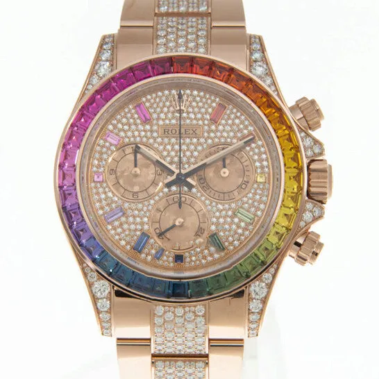 JMS always Watches Original Rolex Cosmograph Daytona Chronograph Automatic Rainbow Pave Watch 116595RBOW0002