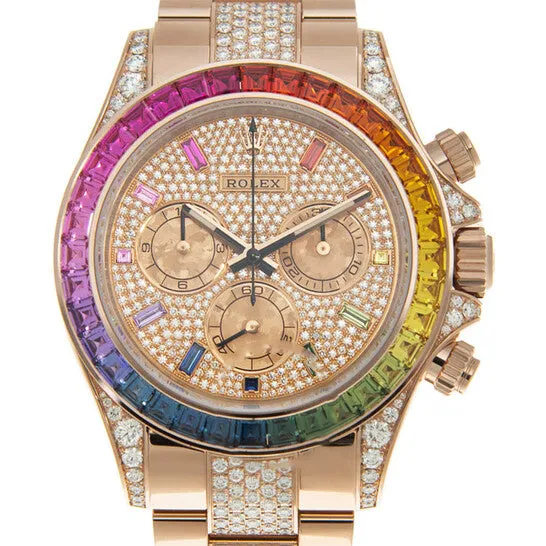 JMS always Watches Original Rolex Cosmograph Daytona Chronograph Automatic Rainbow Pave Watch 116595RBOW0002