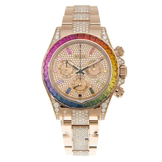 JMS always Watches Original Rolex Cosmograph Daytona Chronograph Automatic Rainbow Pave Watch 116595RBOW0002
