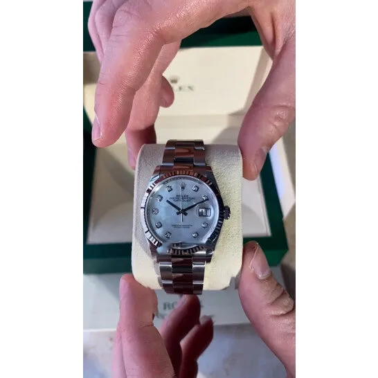 JMS always Watches Original Rolex Datejust 41 Automatic White Mother of Pearl Diamond Dial Mens Watch 126334MDO
