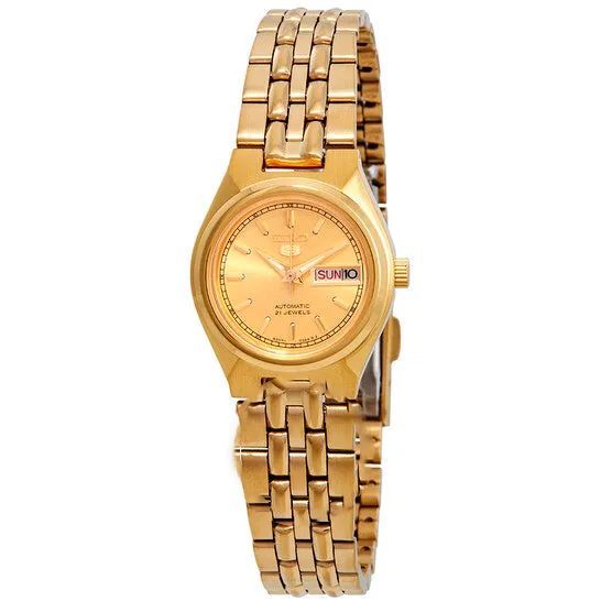 JMS always Watches Original Seiko Series 5 Automatic Gold Dial Ladies Watch SYMA04