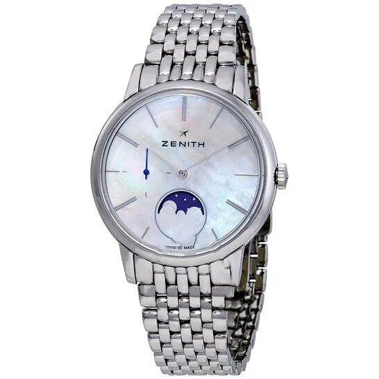 JMS always Watches Original Zenith Elite Lady Moonphase Automatic White Mother of Pearl Dial Ladies Watch 03232069280M2320