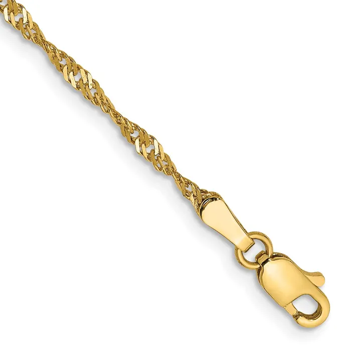 MDS Bracelets 14K Yellow Gold 8 inch 170mm Singapore with Lobster Clasp Chain Bracelet