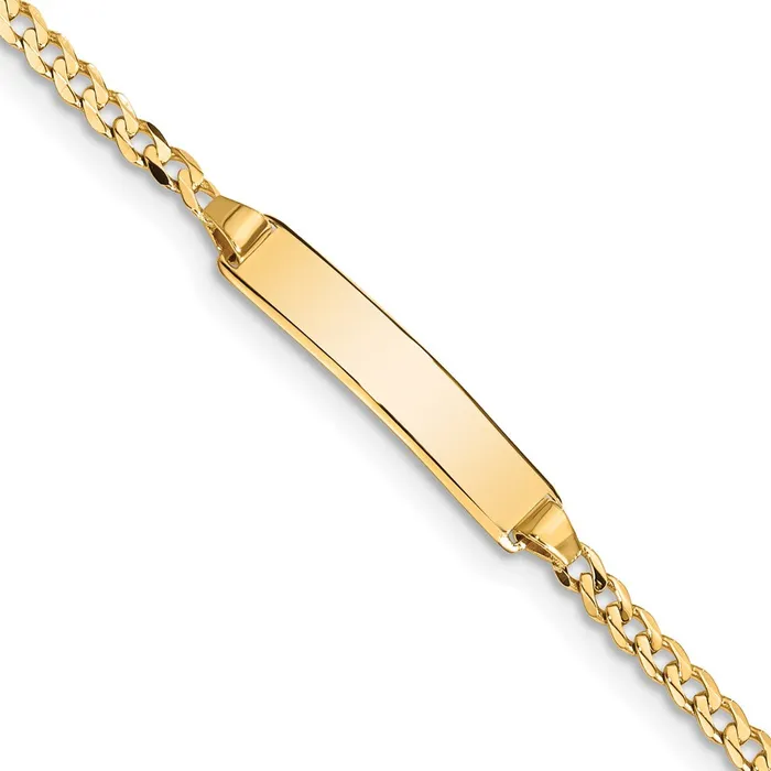 MDS Bracelets Solid 14K Yellow Gold Baby Curb ID Bracelet