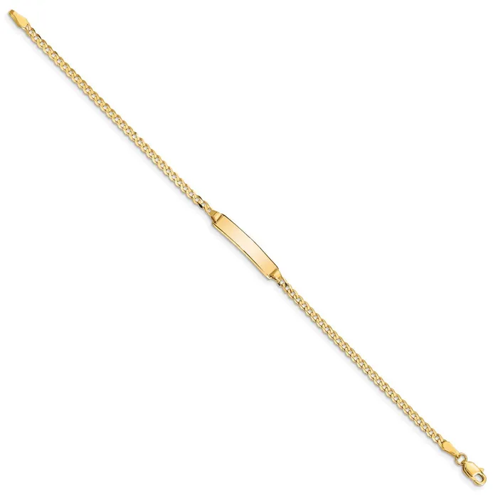 MDS Bracelets Solid 14K Yellow Gold Baby Curb ID Bracelet MDS Bracelets Solid 14K Yellow Gold Baby Curb ID Bracelet