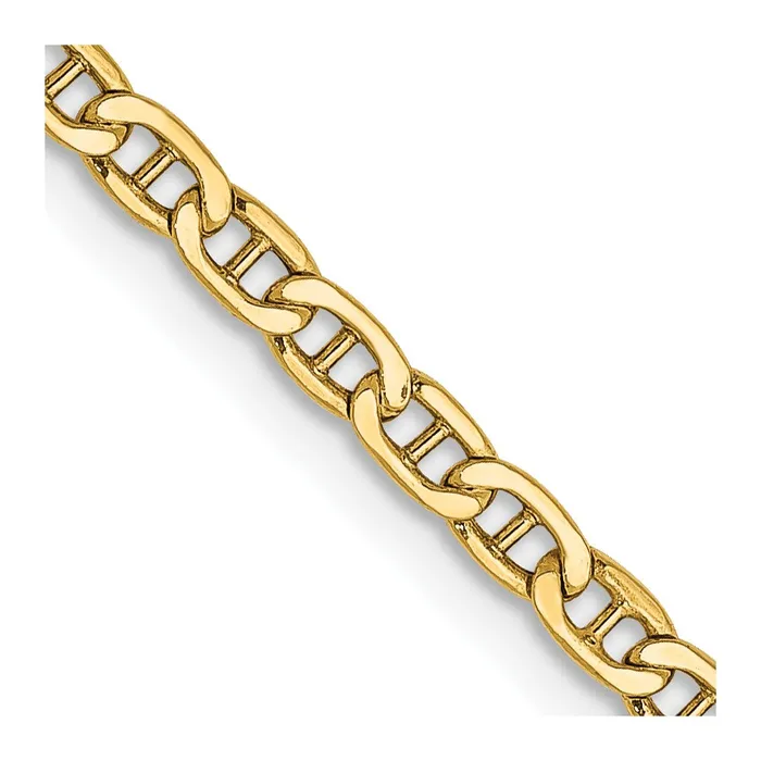 MDS Necklaces 14K Yellow Gold 20 inch 24mm SemiSolid Anchor with Spring Ring Clasp Chain Necklace