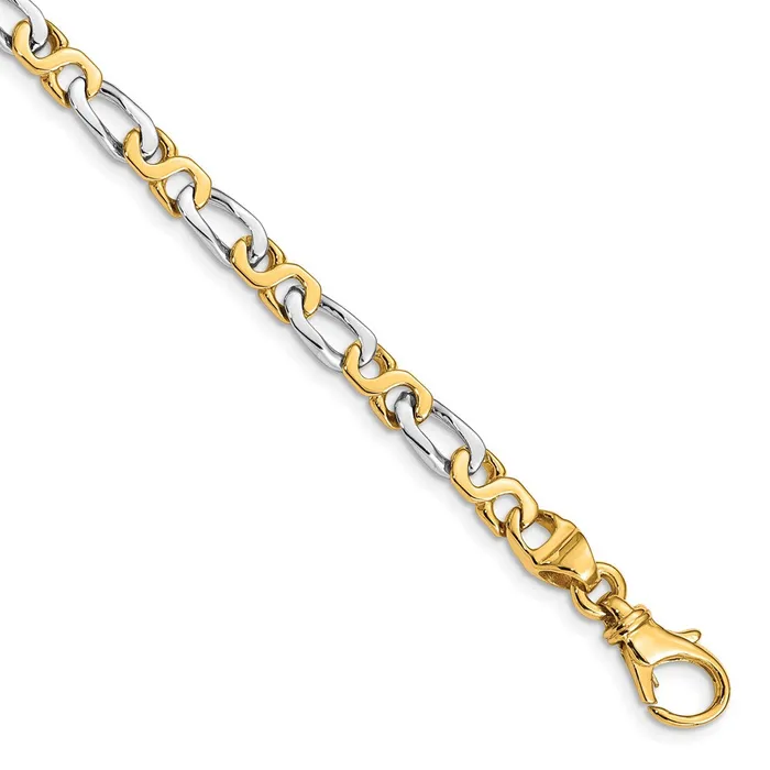 MDS Necklaces Solid 14K Twotone Gold 24 inch 48mm Hand Polished Fancy Link with Fancy Lobster Clasp Chain Necklace