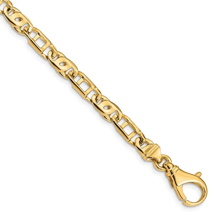 MDS Necklaces Solid 14K Yellow Gold 18 inch 55mm Hand Polished Fancy Link with Fancy Lobster Clasp Chain Necklace