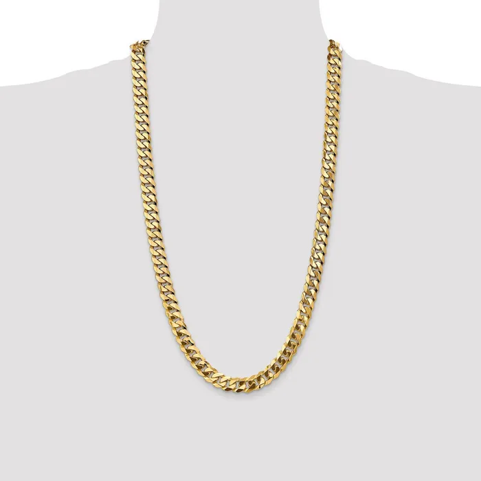MDS Necklaces Solid 14K Yellow Gold 28 inch 95mm Flat Beveled Curb with Lobster Clasp Chain Necklace