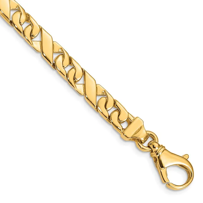MDS Solid 14K Yellow Gold 8 inch 67mm Hand Polished Fancy Link with Fancy Lobster Clasp Bracelet Bracelets