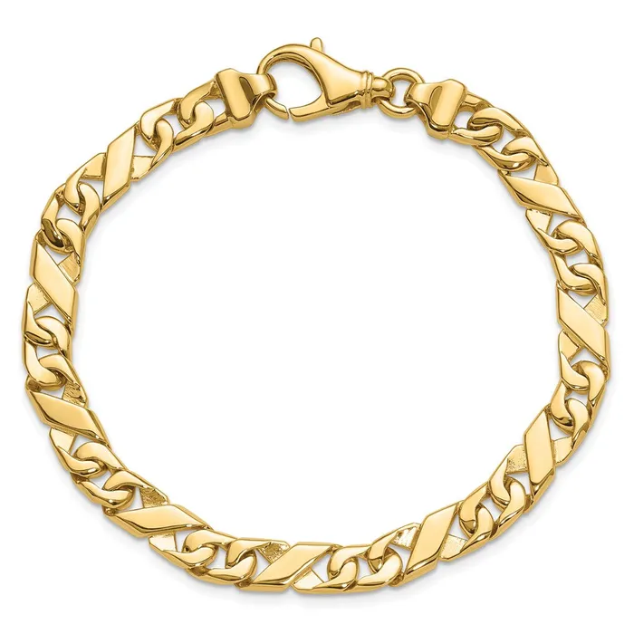MDS Solid 14K Yellow Gold 8 inch 67mm Hand Polished Fancy Link with Fancy Lobster Clasp Bracelet Bracelets