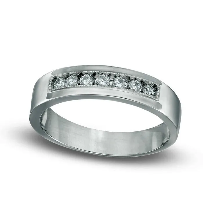 Mens 025 CT TW Natural Diamond Wedding Band in Sterling Silver Goldia Rings