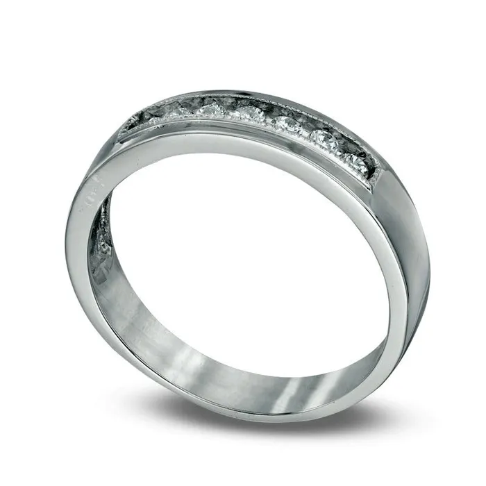 Mens 025 CT TW Natural Diamond Wedding Band in Sterling Silver Goldia Rings