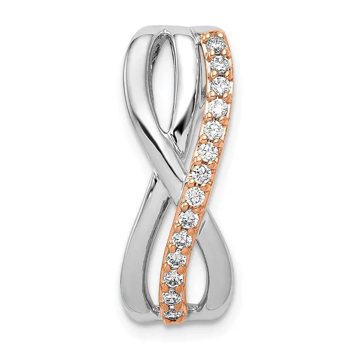 Necklaces 14k Rose and White Gold 15ct Real Diamond Fancy Twisted Chain Slide Goldia