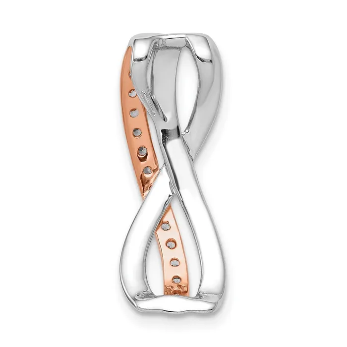 Necklaces 14k Rose and White Gold 15ct Real Diamond Fancy Twisted Chain Slide Goldia