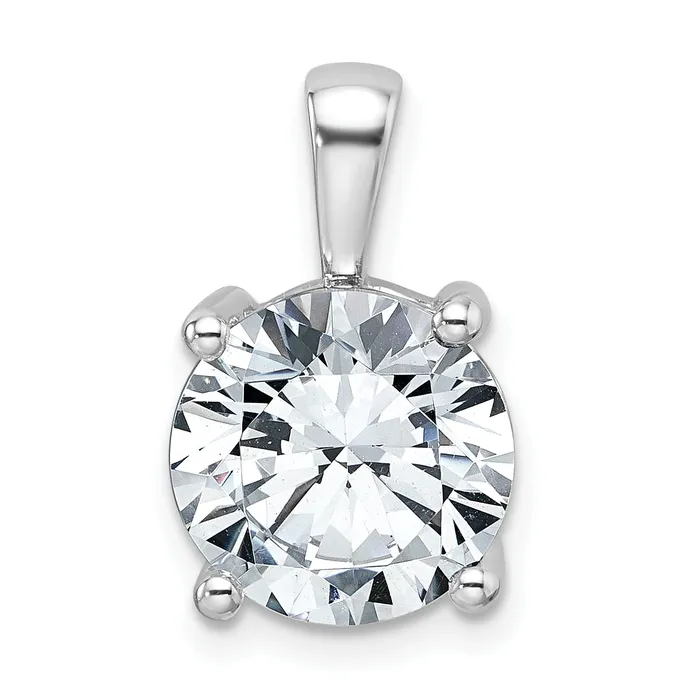 Necklaces 14k White Gold 5 Ct Certified Lab Grown Diamond VSSI G Round Four Prong Pendant Goldia