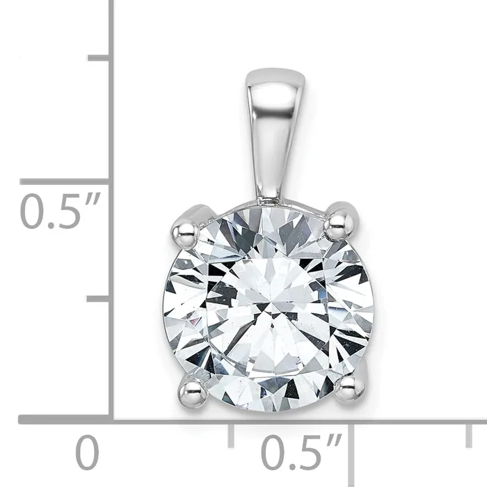 Necklaces 14k White Gold 5 Ct Certified Lab Grown Diamond VSSI G Round Four Prong Pendant Goldia