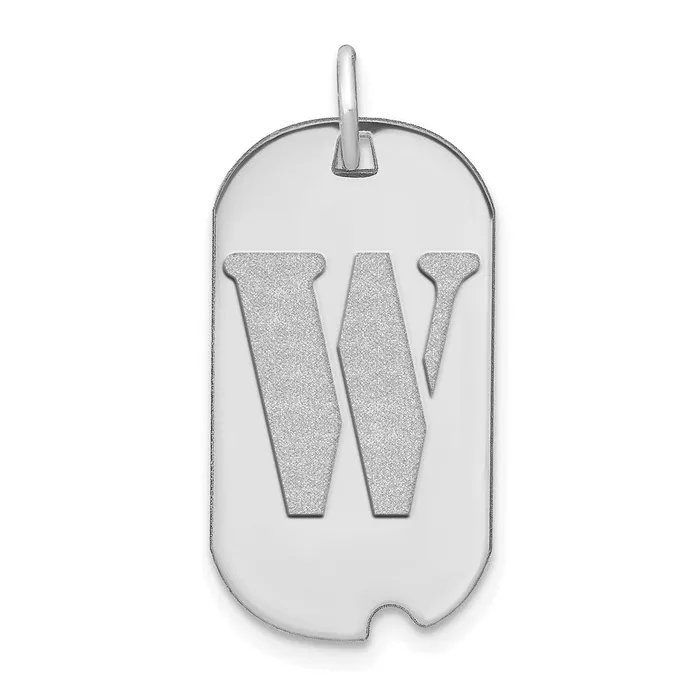 Necklaces 14k White Goldw Polished Letter W Initial Dog Tag Pendant Goldia
