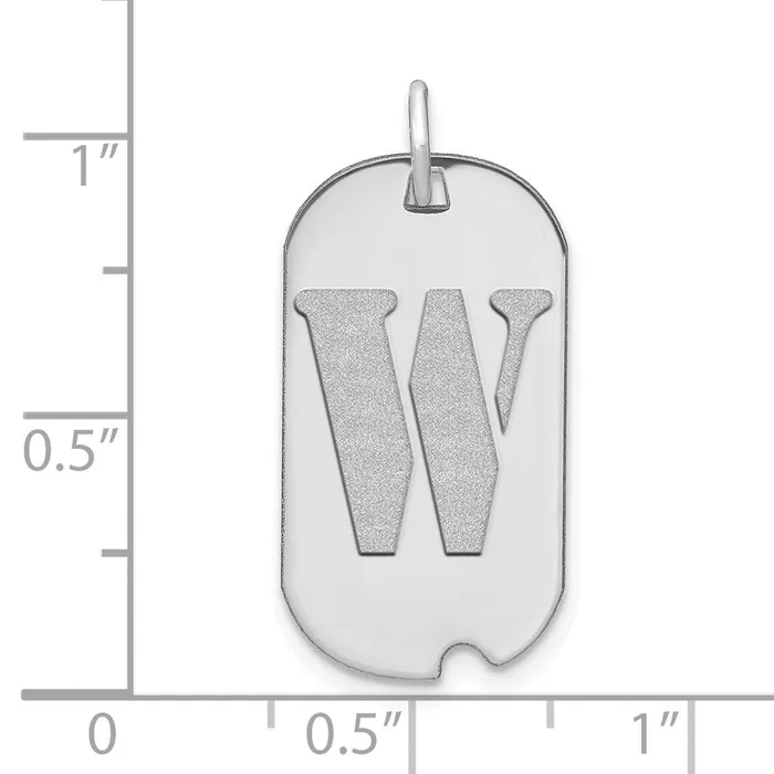 Necklaces 14k White Goldw Polished Letter W Initial Dog Tag Pendant Goldia