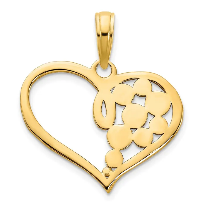Necklaces 14k Yellow Gold Fancy Heart Pendant Goldia