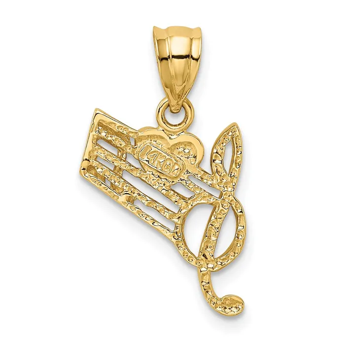Necklaces 14k Yellow Gold Music Scale with Red Enameled Heart Pendant Goldia