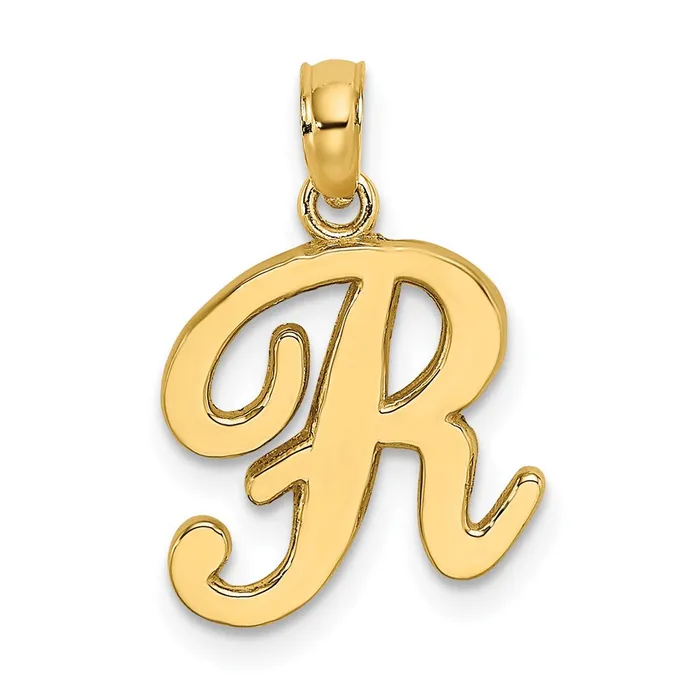Necklaces 14k Yellow GoldY Script Letter R Initial Pendant Goldia