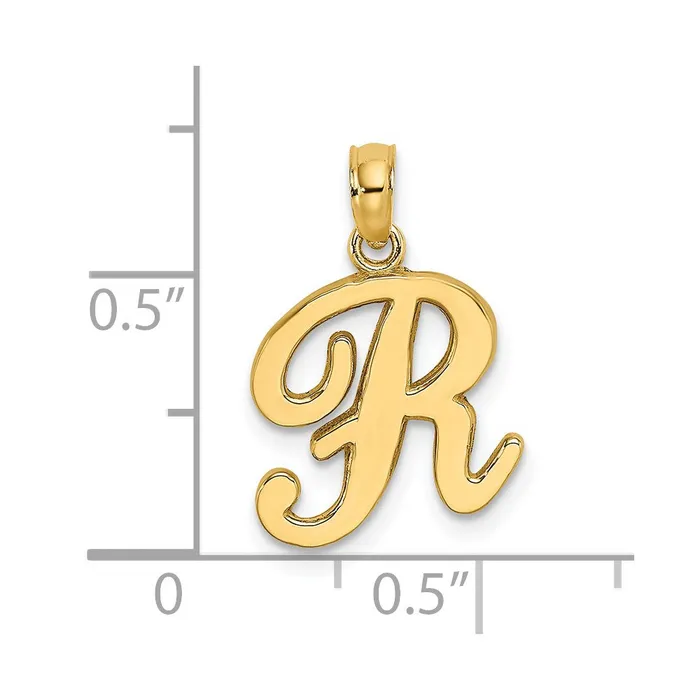 Necklaces 14k Yellow GoldY Script Letter R Initial Pendant Goldia