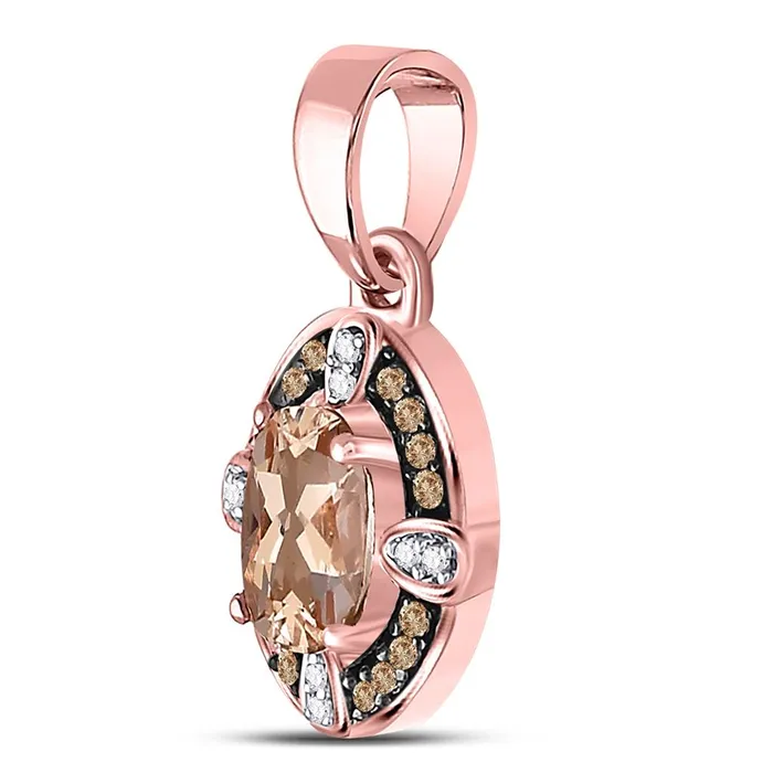 Necklaces gndatlanta 10k Rose Gold Oval Morganite Fashion Solitaire Pendant 1 Cttw