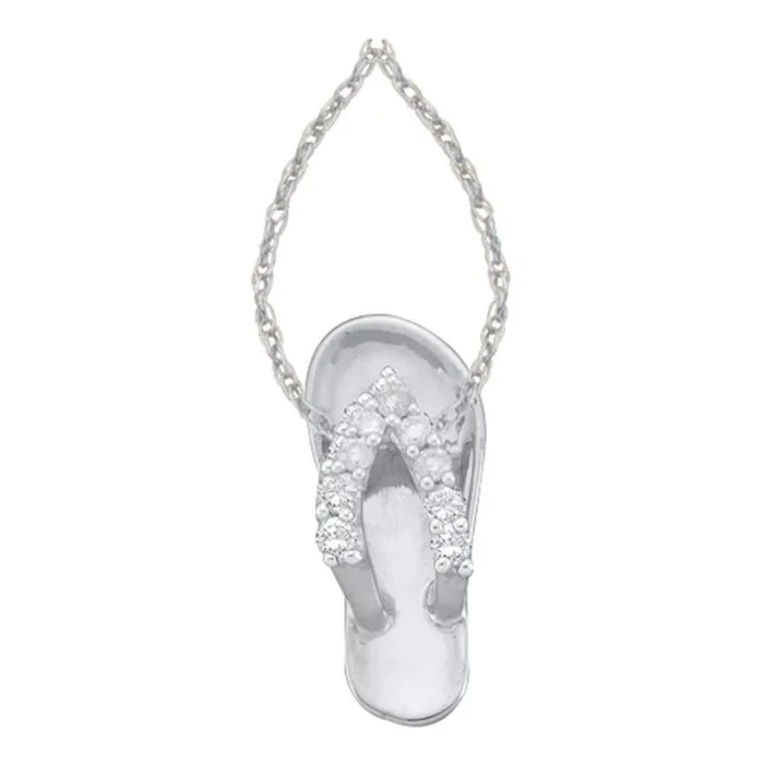 Necklaces gndatlanta 14kt White Gold Round Diamond Sandal Beach Shoe Pendant 16 Cttw