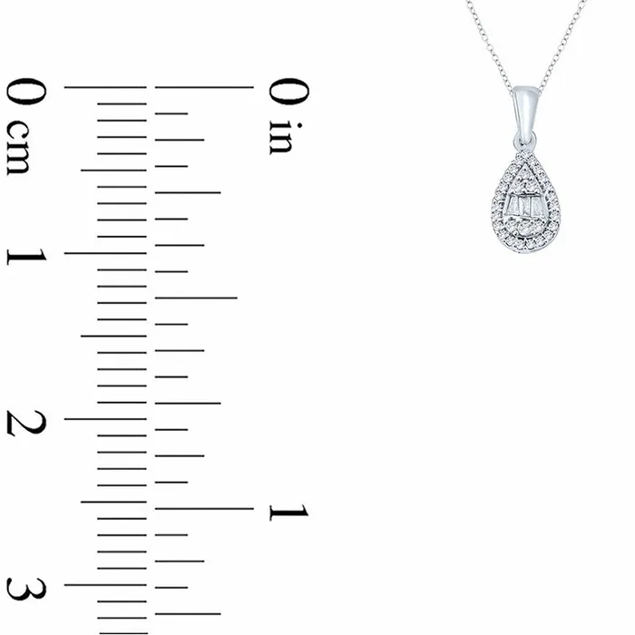 Necklaces Goldia 01 CT TW Composite Natural Diamond PearShaped Frame Pendant in 10K White Gold