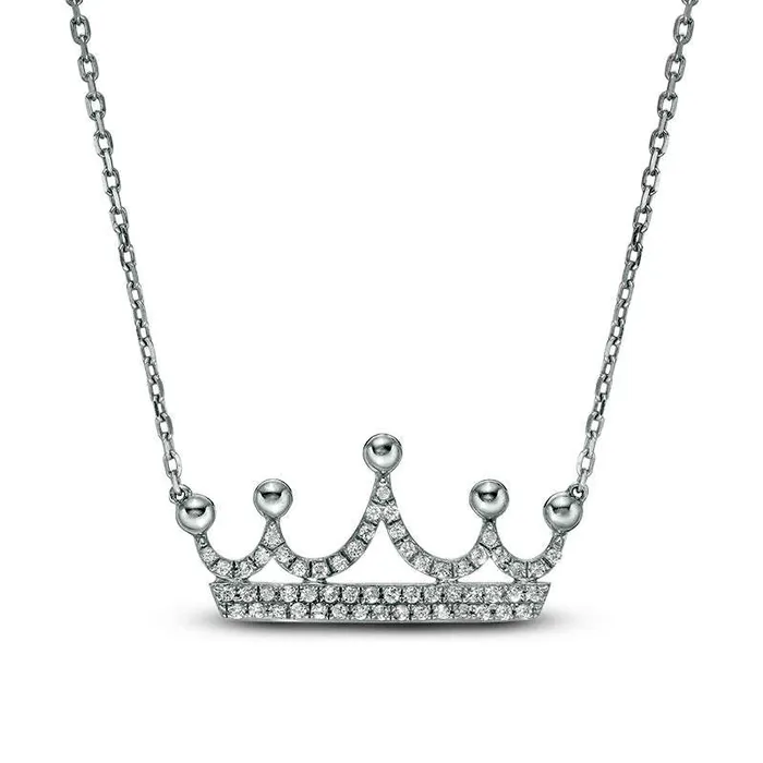 Necklaces Goldia 02 CT TW Natural Diamond Crown Necklace in 10K White Gold