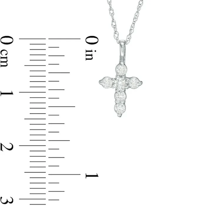 Necklaces Goldia 02 CT T W Natural Diamond Six Stone Cross Pendant in 10K White Gold