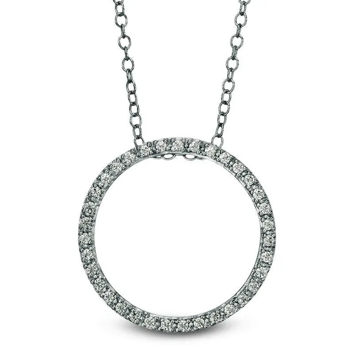 Necklaces Goldia 025 CT TW Natural Diamond Open Circle Pendant in 14K White Gold