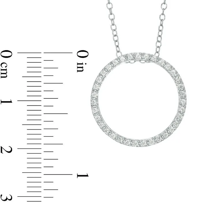 Necklaces Goldia 025 CT TW Natural Diamond Open Circle Pendant in 14K White Gold