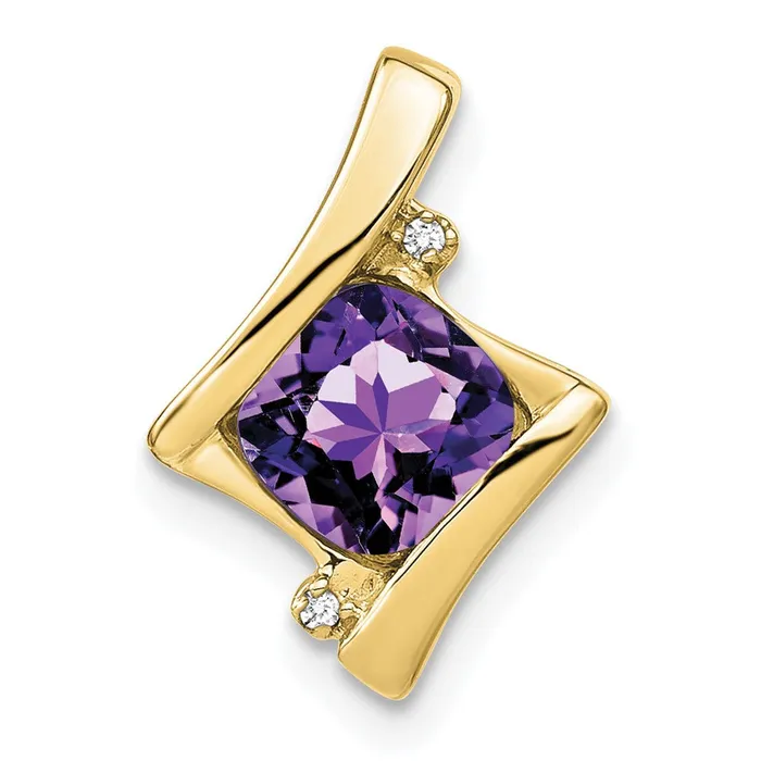 Necklaces Goldia 10k Yellow Gold Amethyst and Real Diamond Pendant