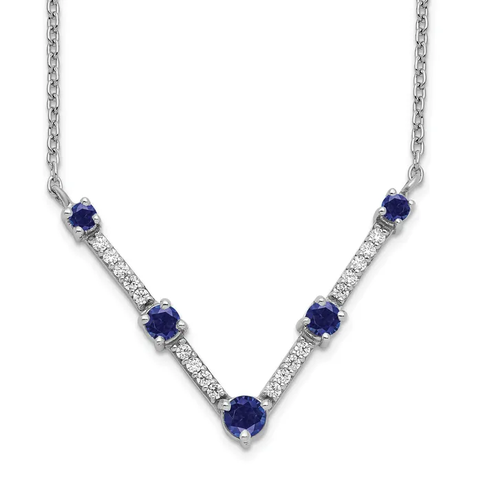 Necklaces Goldia 14k White Gold 110 Ct Lab Grown Diamond VSSI G and Lab Created Blue Sapphire 18 inch Necklace