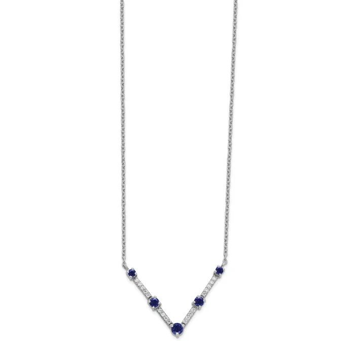 Necklaces Goldia 14k White Gold 110 Ct Lab Grown Diamond VSSI G and Lab Created Blue Sapphire 18 inch Necklace
